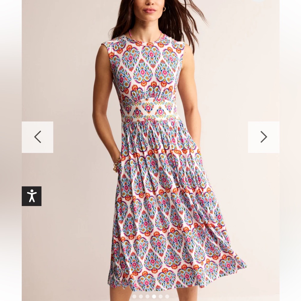 Sleeveless Multicolor Printed Midi Dress